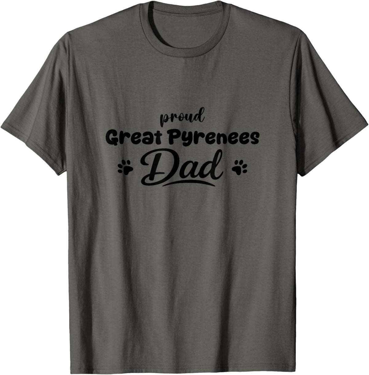 Great Pyrenees Proud Dog Dad Paw T-Shirt - Asphalt Grey