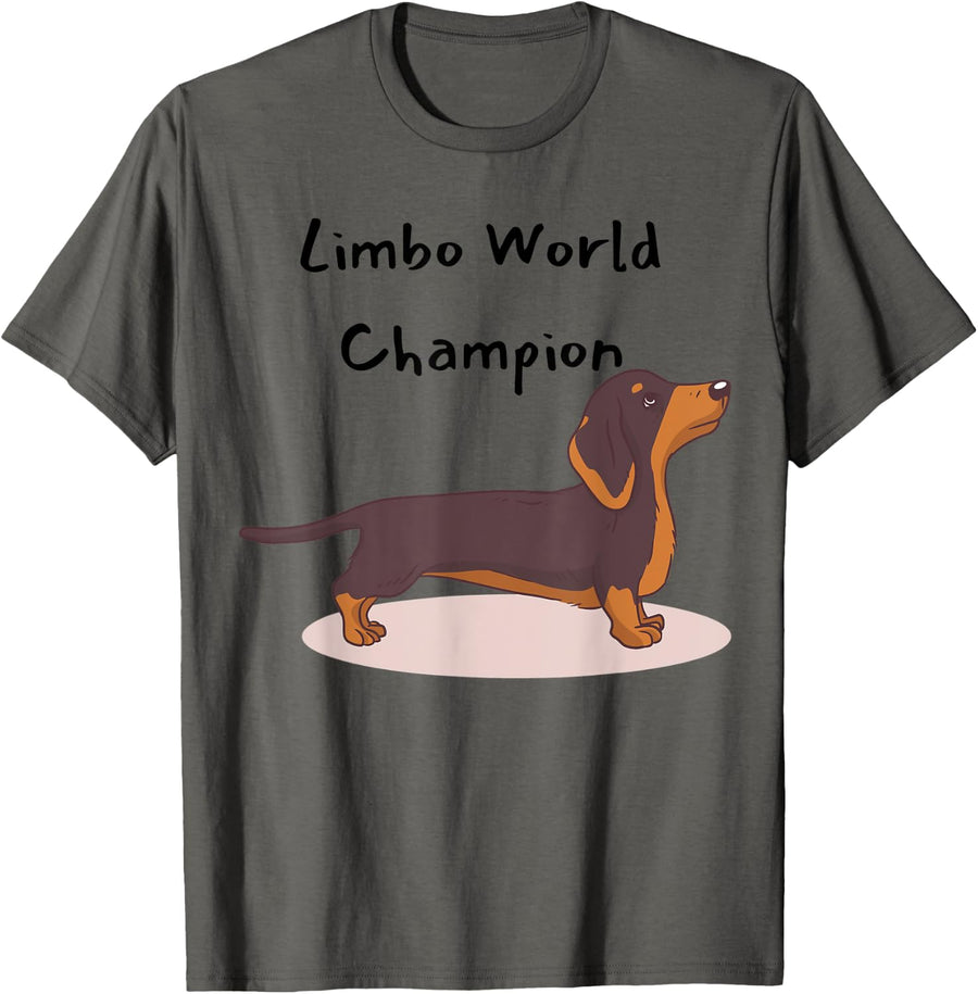 Wiener Dog Dachshund Limbo World Champion Funny Dog Lovers Men Women T-Shirt - Asphalt Grey