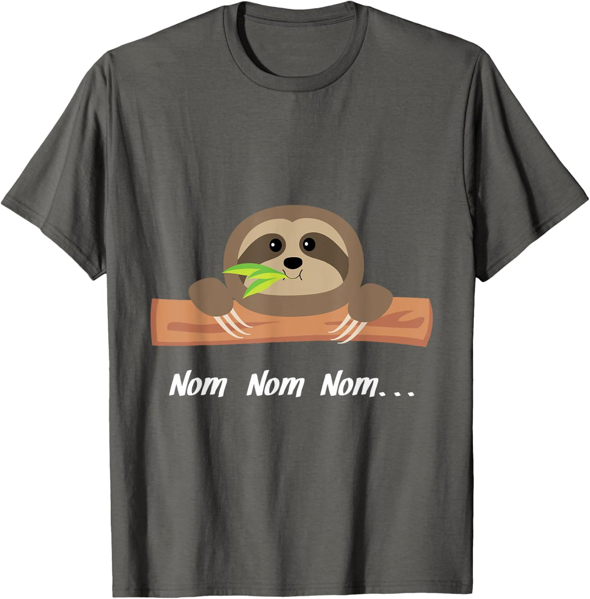Nom Nom Nom Hungry Baby Sloth T-Shirt - Asphalt Grey