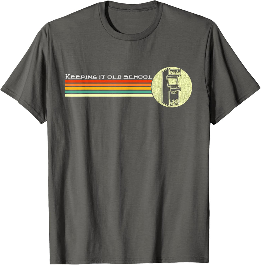 80s Video Game Retro Arcade Old School T-Shirt - Asphalt Grey