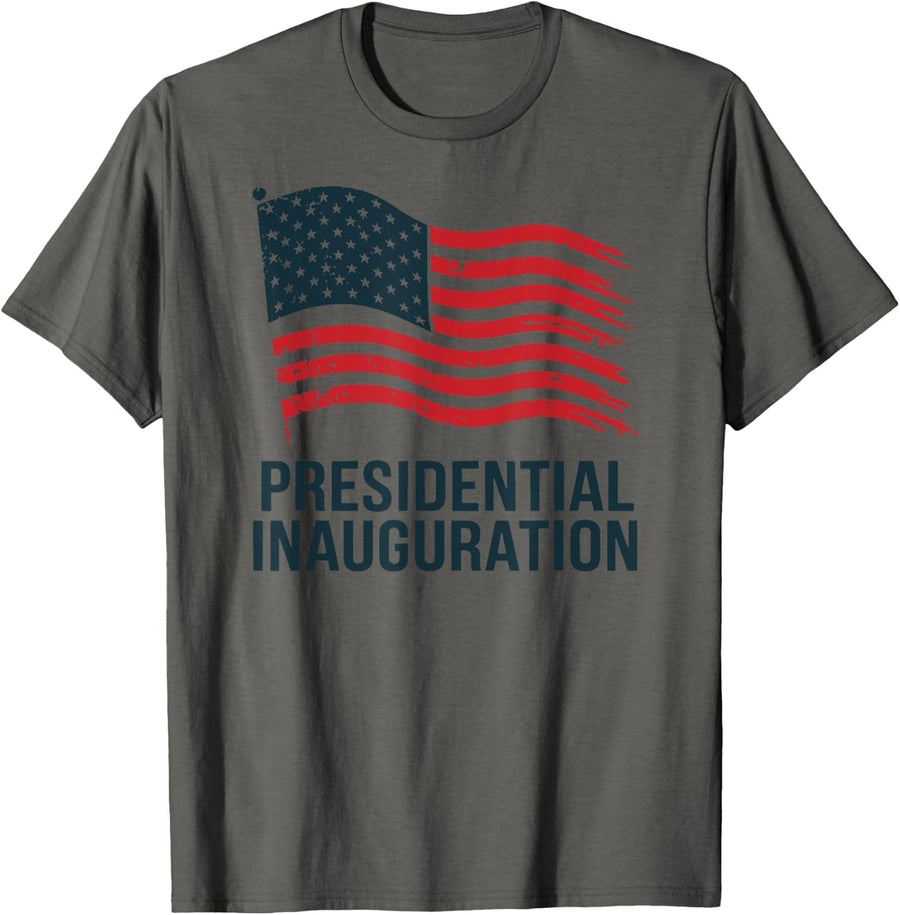Presidential Inauguration Day Celebration Vintage USA Flag T-Shirt - Asphalt Grey