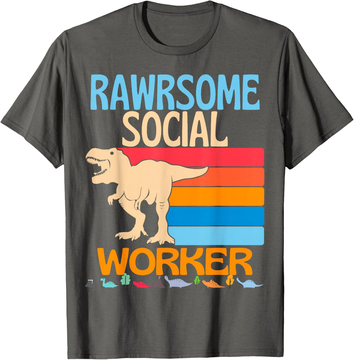 Awesome Social Worker Dinosaur Social Work Healthcare T-Shirt - Asphalt Grey