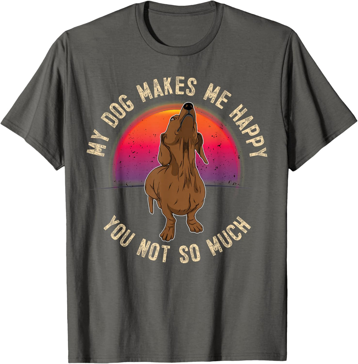 Dachshund Doxie Wiener Sausage Dog T-Shirt - Asphalt Grey
