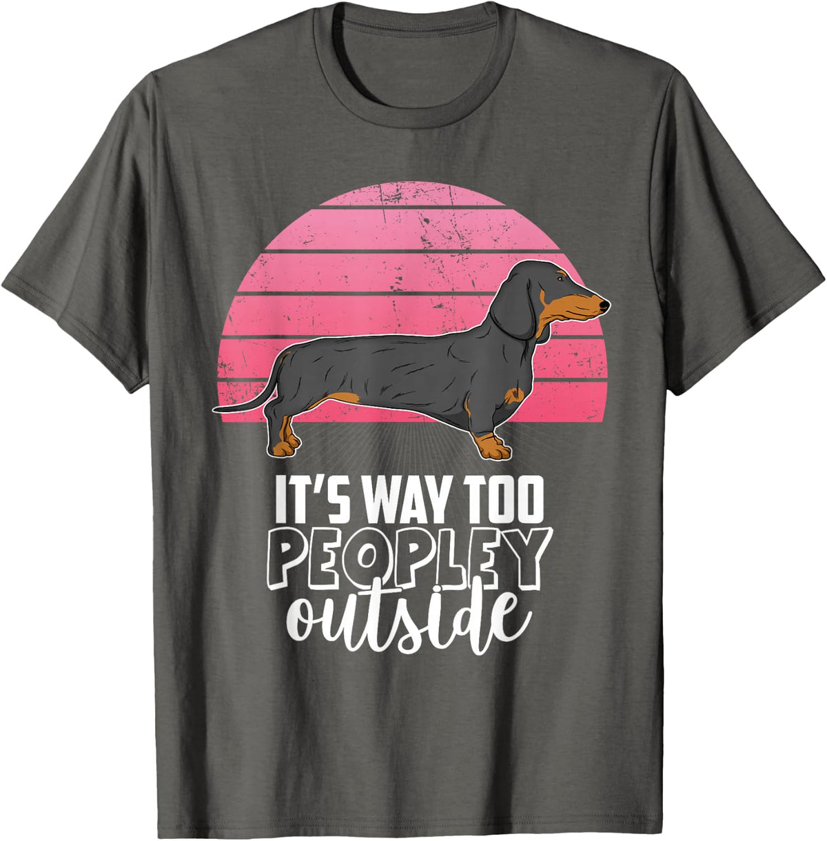 Dachshund Wiener Doxen Dog Vintage T-Shirt - Asphalt Grey
