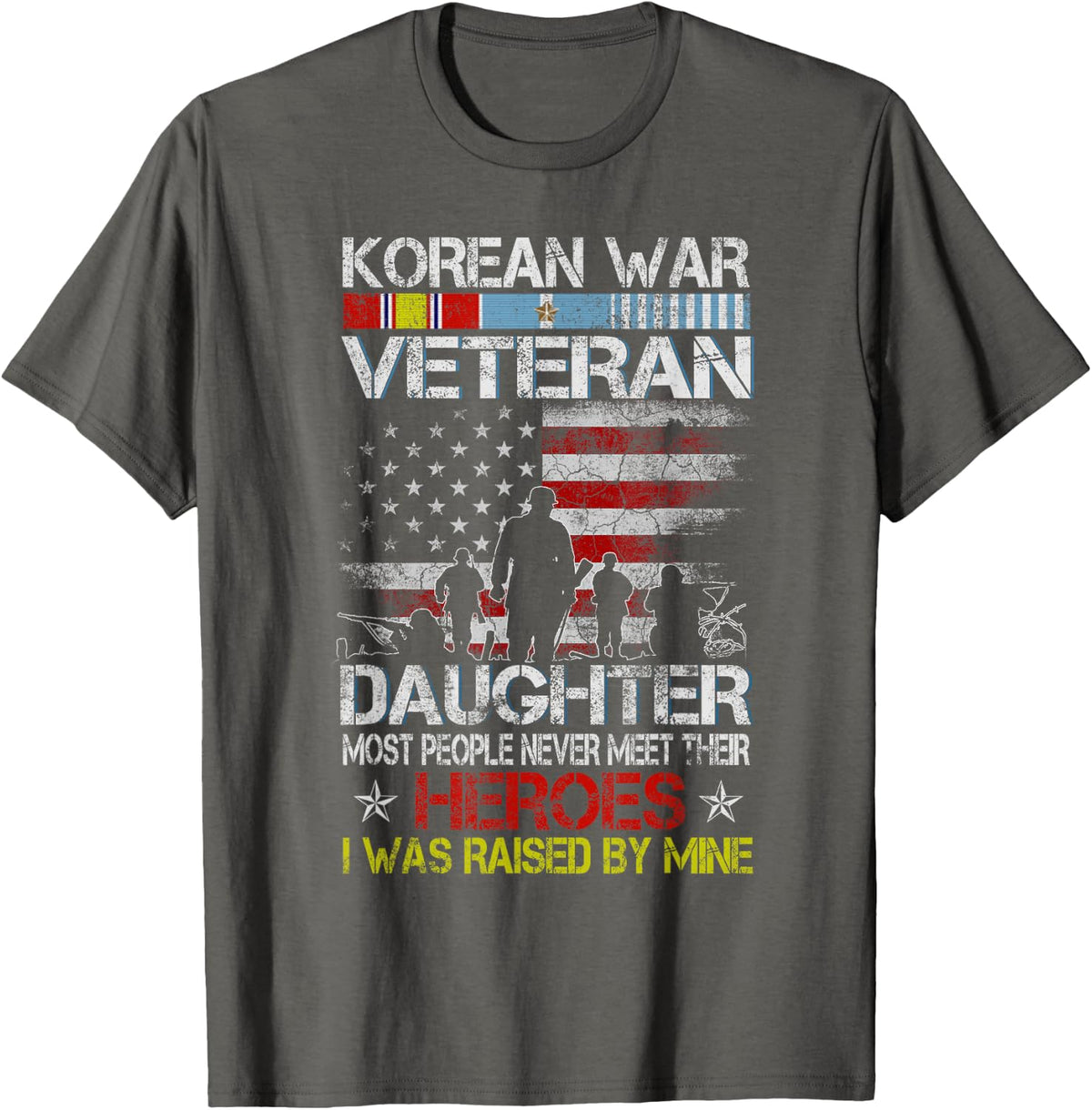Korean War Veteran Daughter Flag T-shirt Gift For Daughter T-Shirt - Asphalt Grey