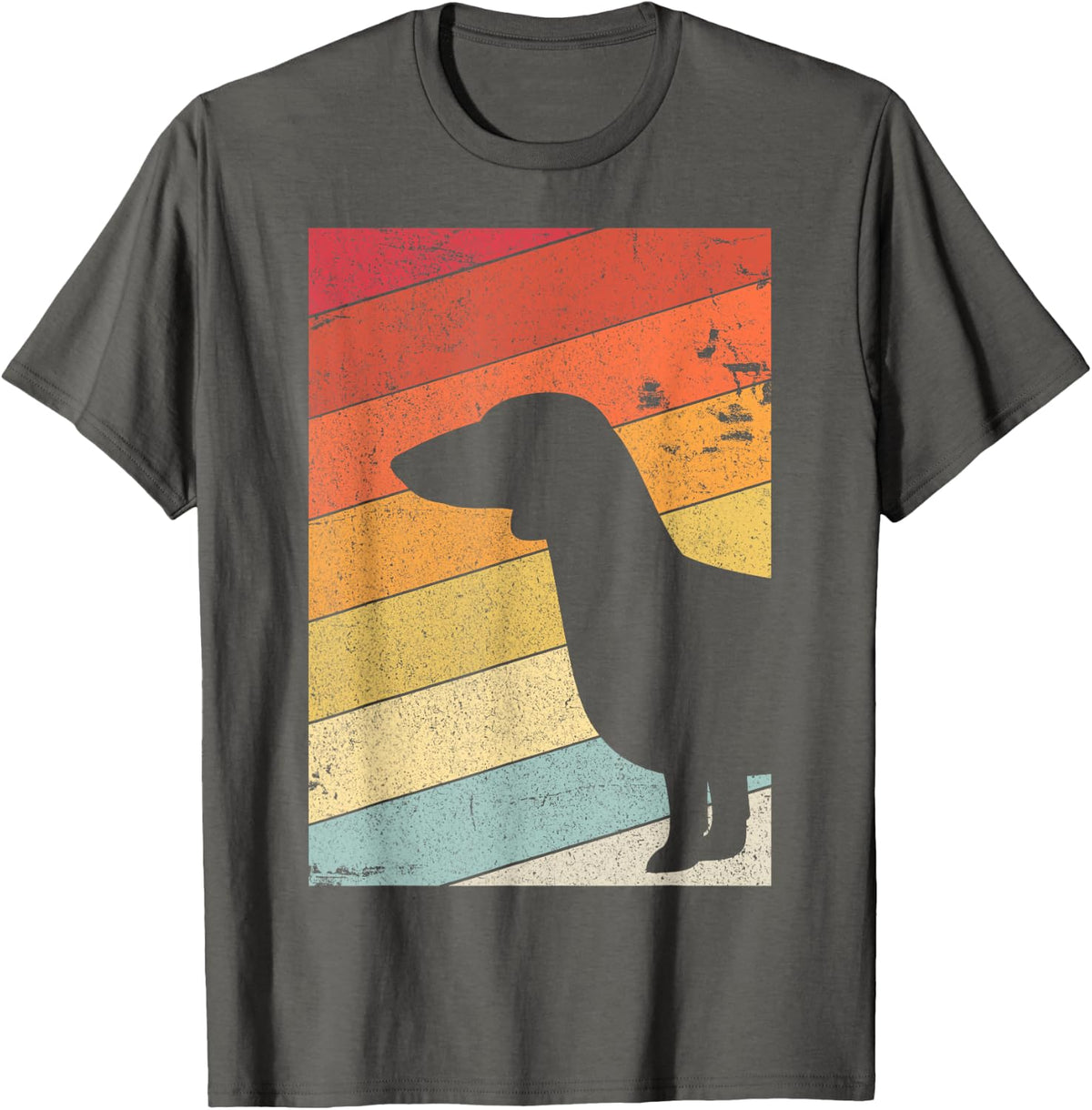 Dachshund Shirt. Retro Style T-Shirt - Asphalt Grey