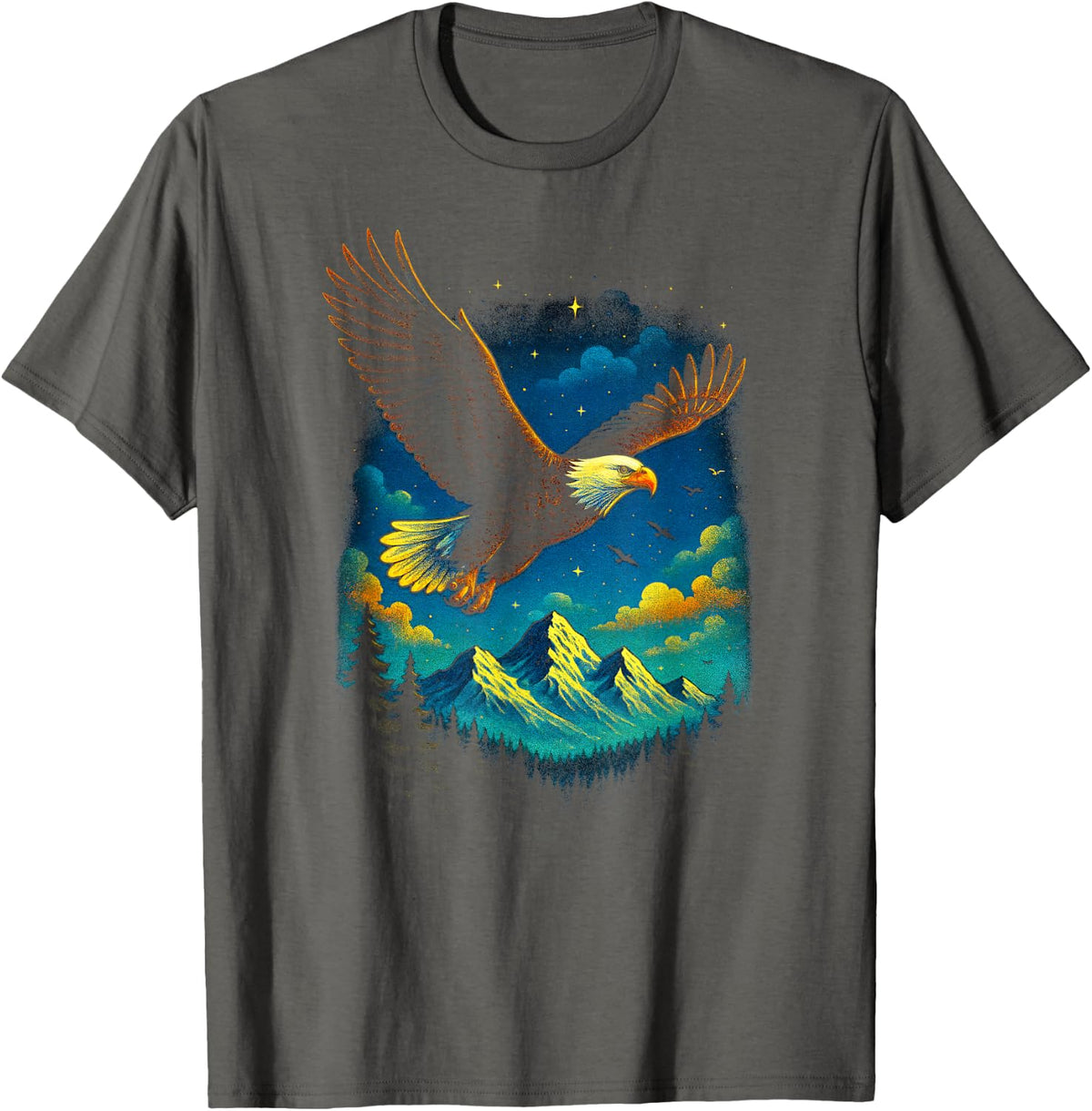 Bald Eagle - Mountain Scene, Nature, Wildlife T-Shirt - Asphalt Grey