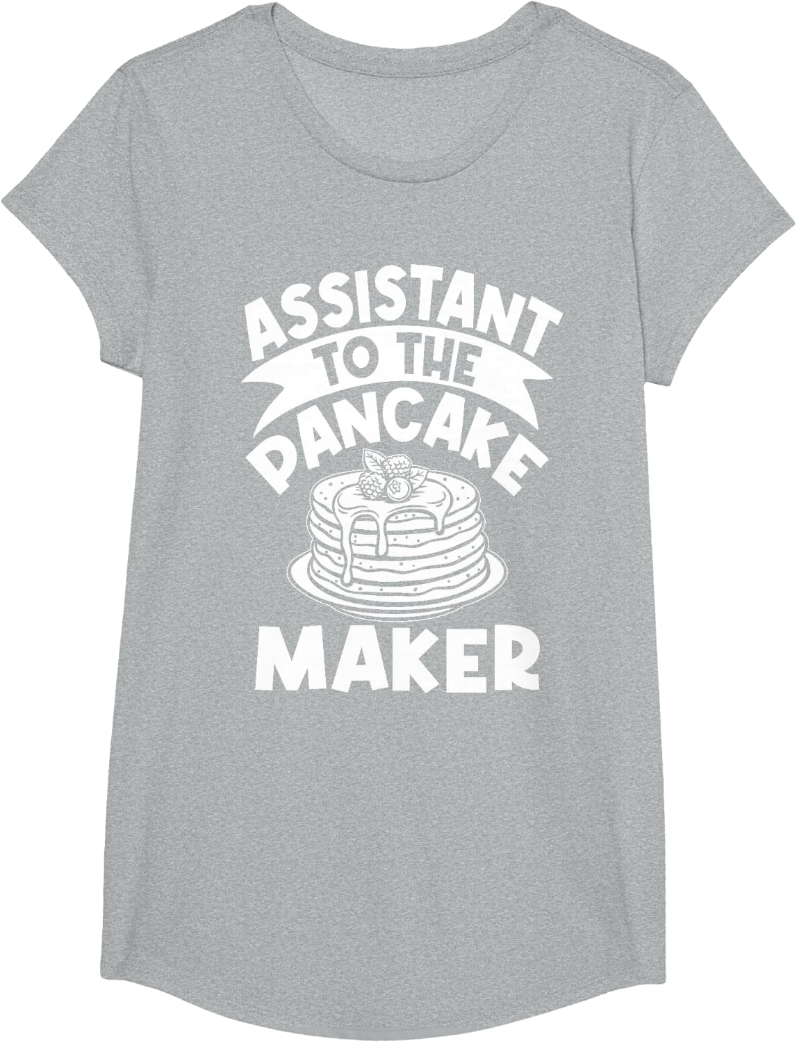Assistant To The Pancake Maker Funny Matching T-Shirt - Girls Heather Grey