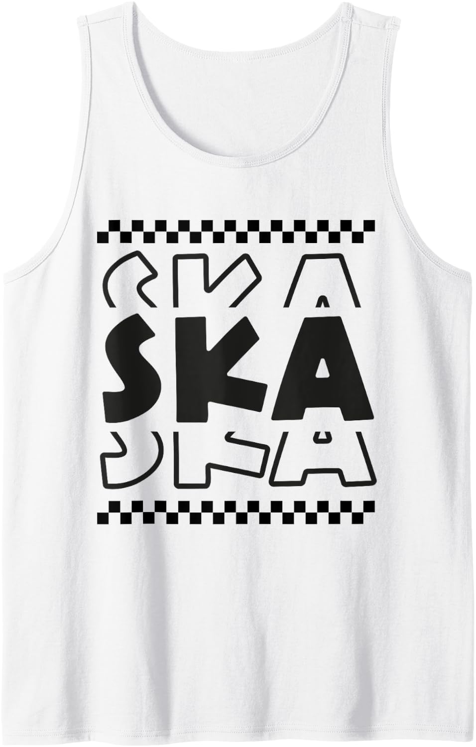 2 Tone Ska Ska Ska Music Checkerboard Tank Top - White
