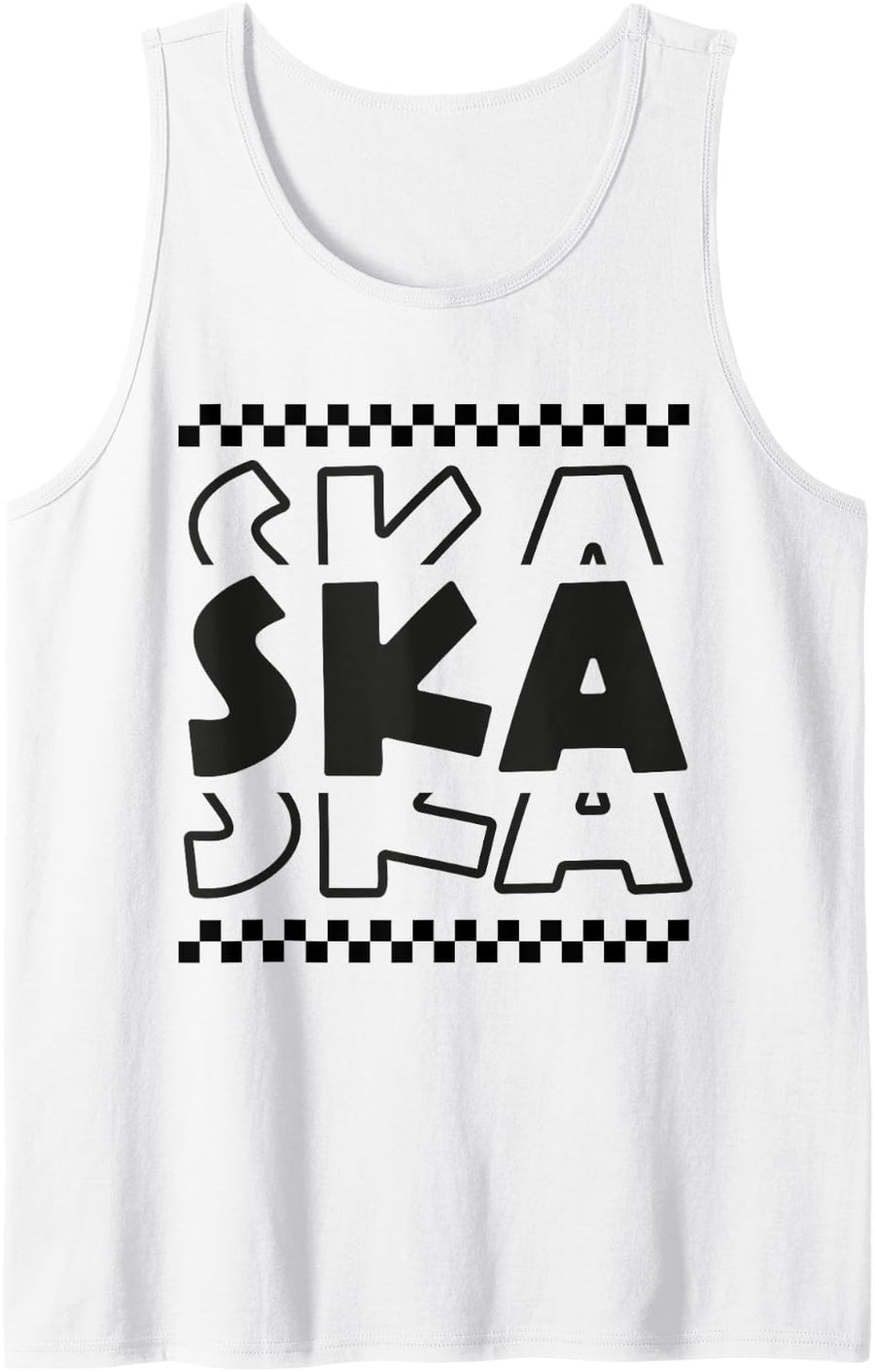 2 Tone Ska Ska Ska Music Checkerboard Tank Top - White