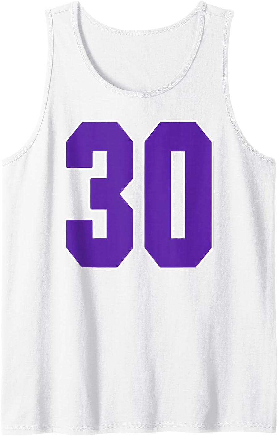 Purple Number 30 Jersey Big #30 Uniform Favorite Player Sleeveless Tank Top - White
