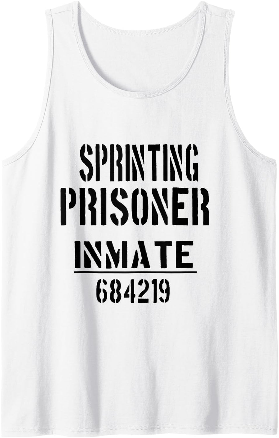 Sprinting/Sprinter Prisoner/Lazy Halloween Costume Sleeveless Tank Top - White