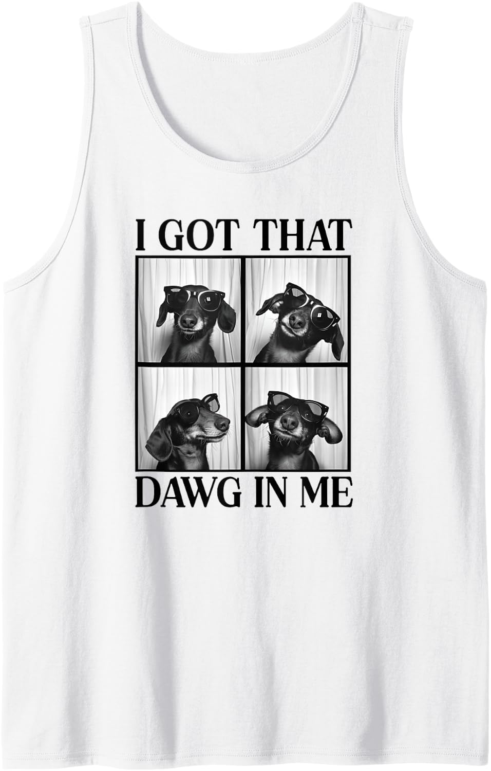 Funny Wiener Dog Dachshund Sunglasses Photo Booth Tank Top - White