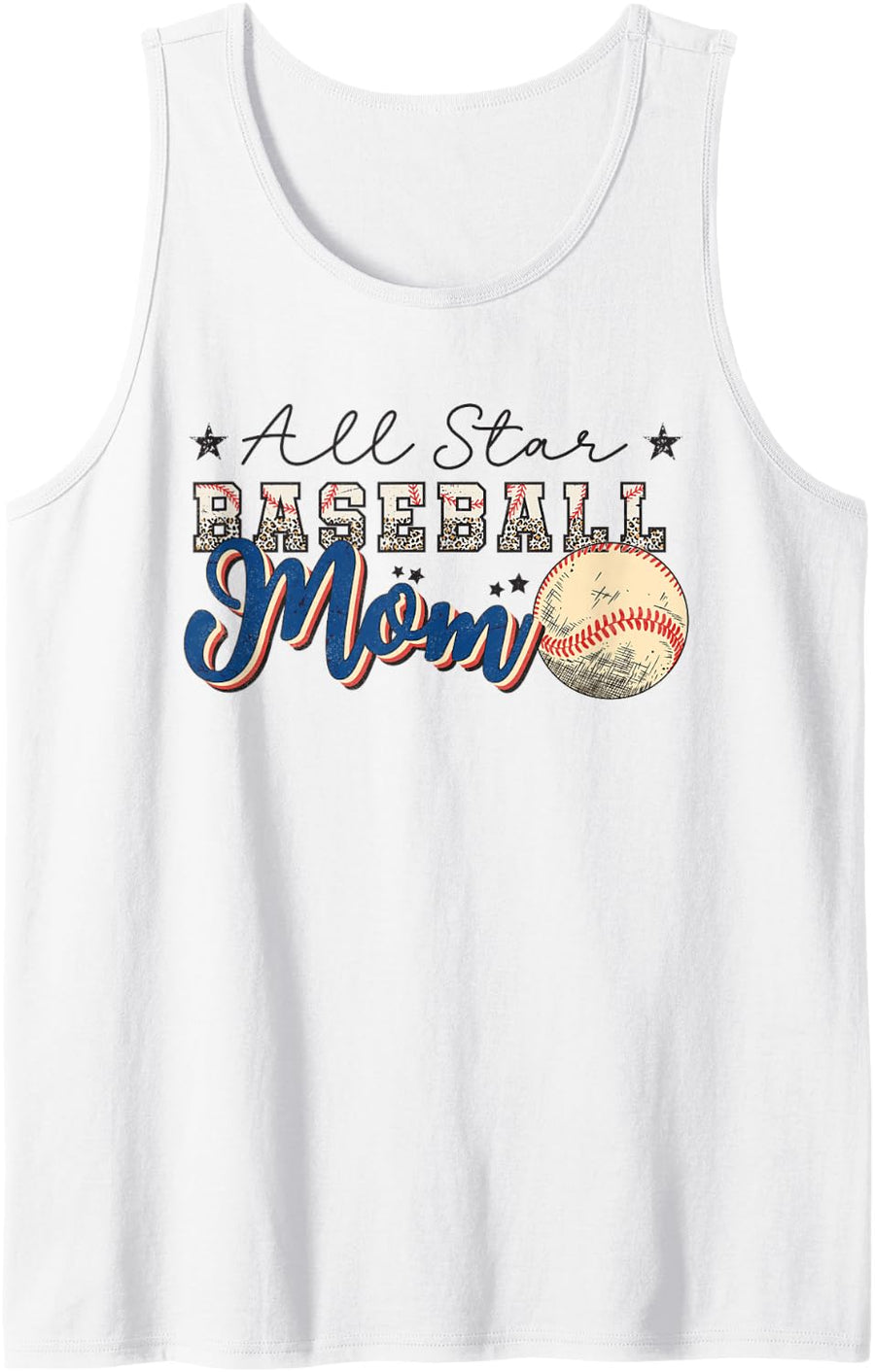 All Star Baseball Mom Tank Top - White