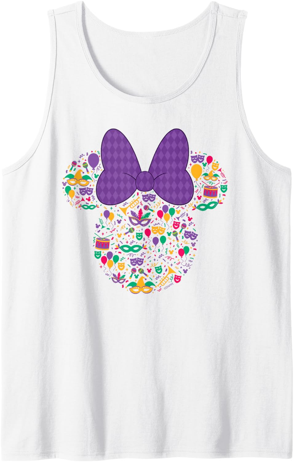 Disney Minnie Mouse Mardi Gras Carnival Holiday Icon Tank Top - White