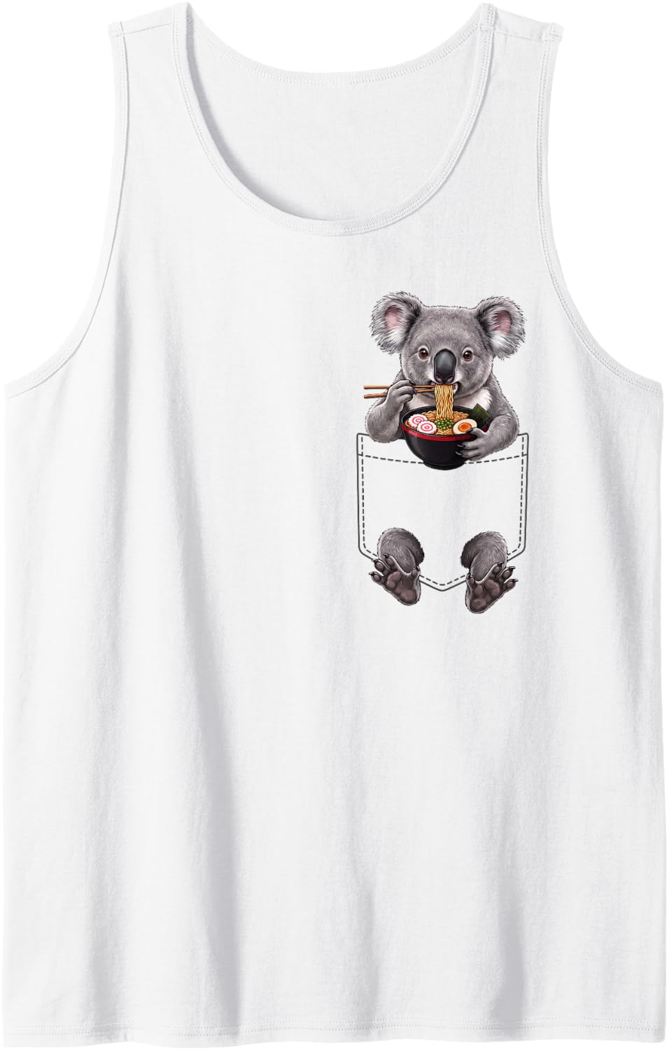 Koala Pocket Ramen Bowl Japanese Food Lover Sleeveless Tank Top - White