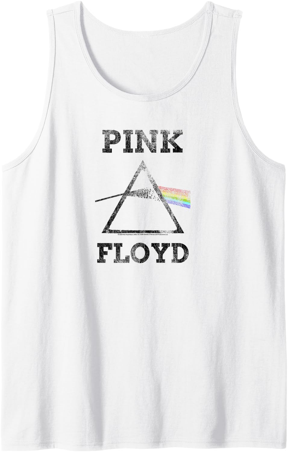 Pink Floyd Dark Side of the Moon Distressed Tank Top - White