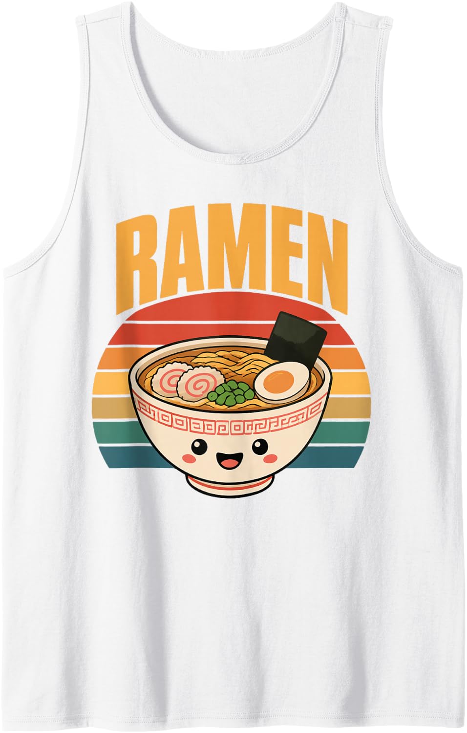 Vintage Ramen Lover Japanese Noodles Sleeveless Tank Top - White