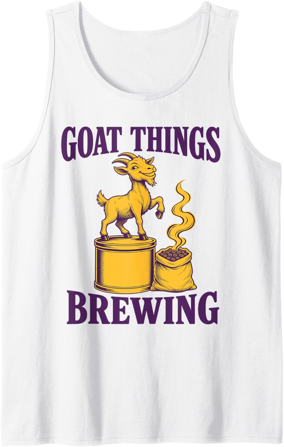 Goat Things Brewing Goat Coffee Lover Sleeveless Tank Top - White