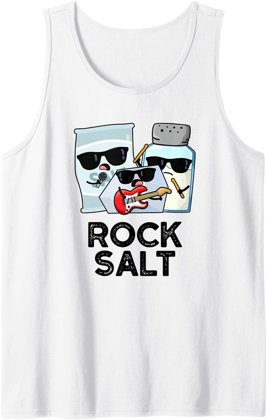 Rock Salt Funny Food Pun Tank Top - White