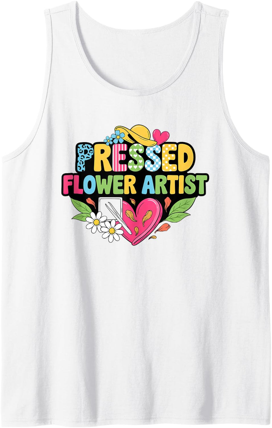Pressed Flower Art Botanical Pressing Crafting Artist Sleeveless Tank Top - White