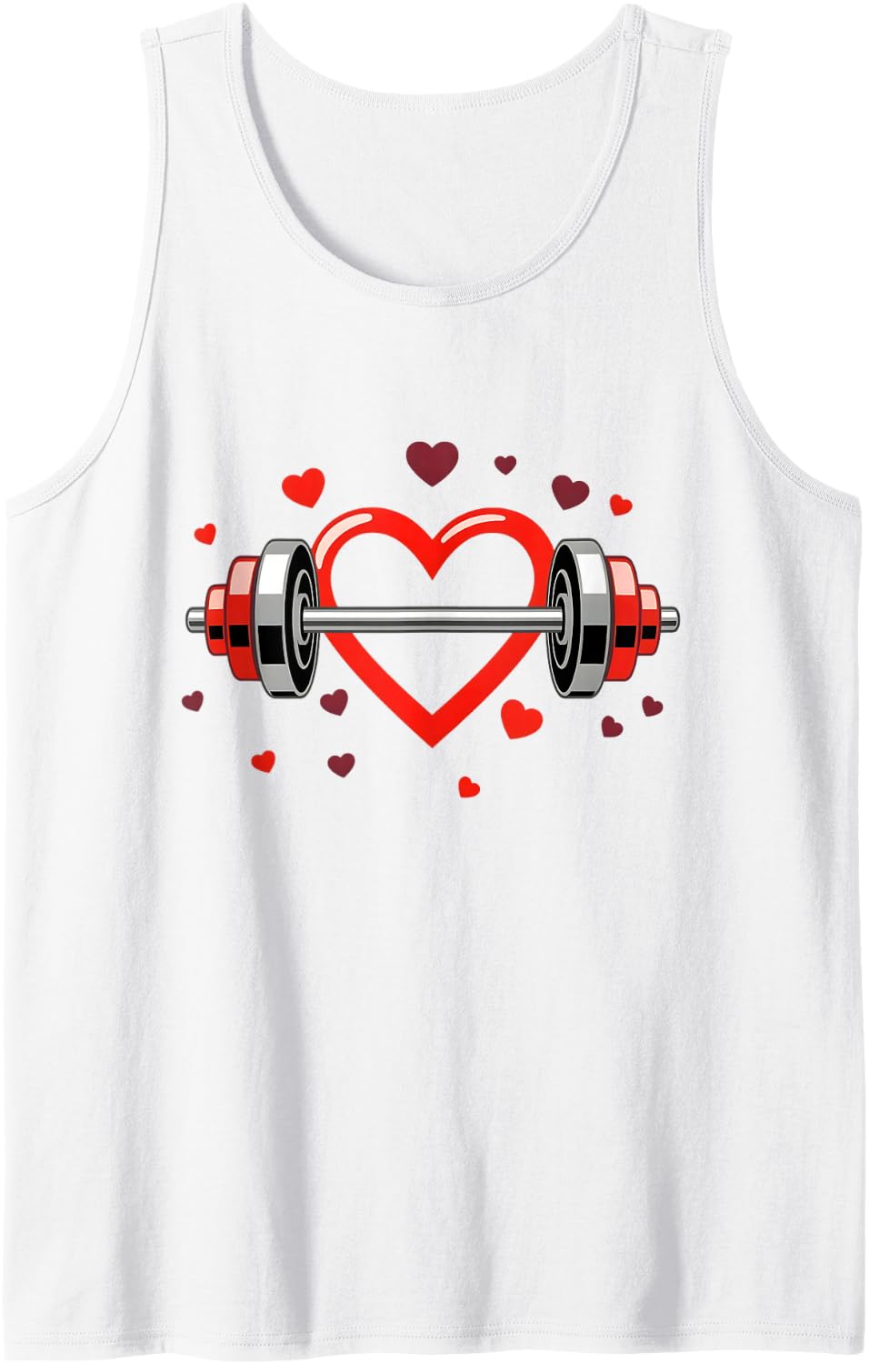 Fitness Heart Barbell Valentine's Day Gym Workout Women Men Tank Top - White