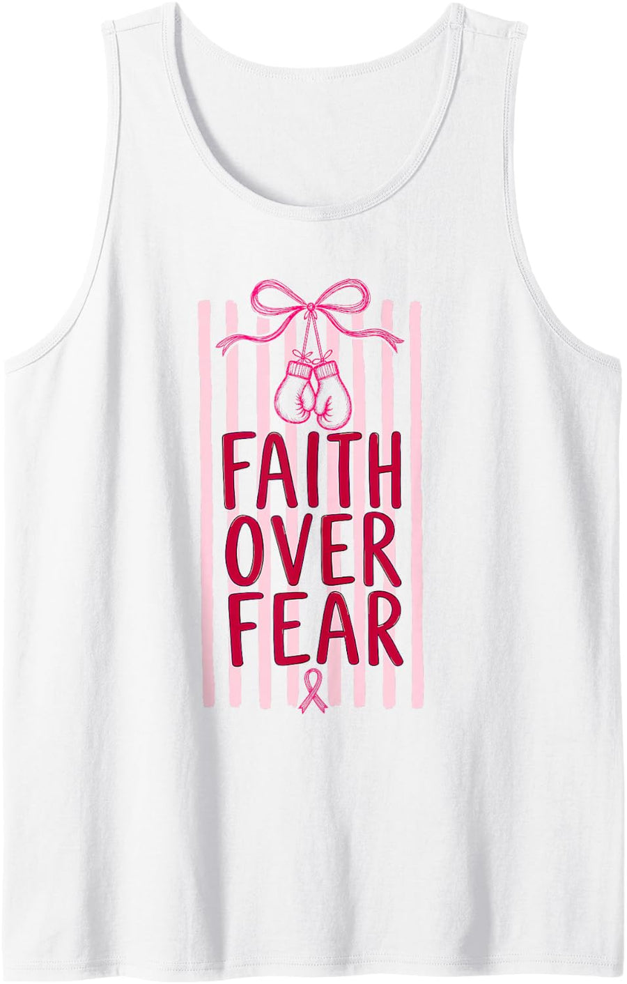 Faith Over Fear Breast Cancer Christian Coquette Sleeveless Tank Top - White