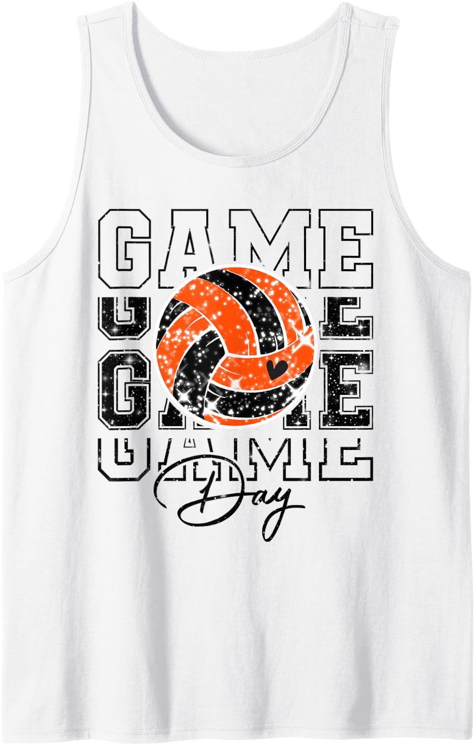 Volleyball Game Day Girls Volleyball Mom Orange & Black Tank Top - White