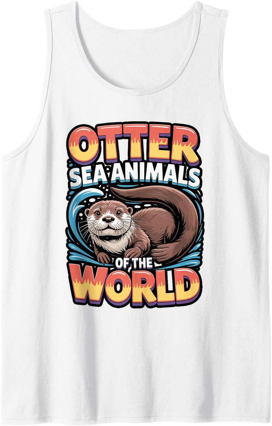 Otters of The World Cute Chart Sleeveless Tank Top - White