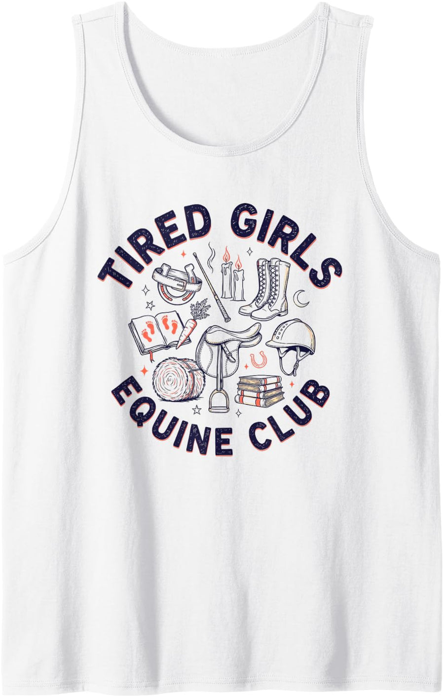 Equine Enthusiast Equestrian Horseback Rider Club Sleeveless Tank Top - White