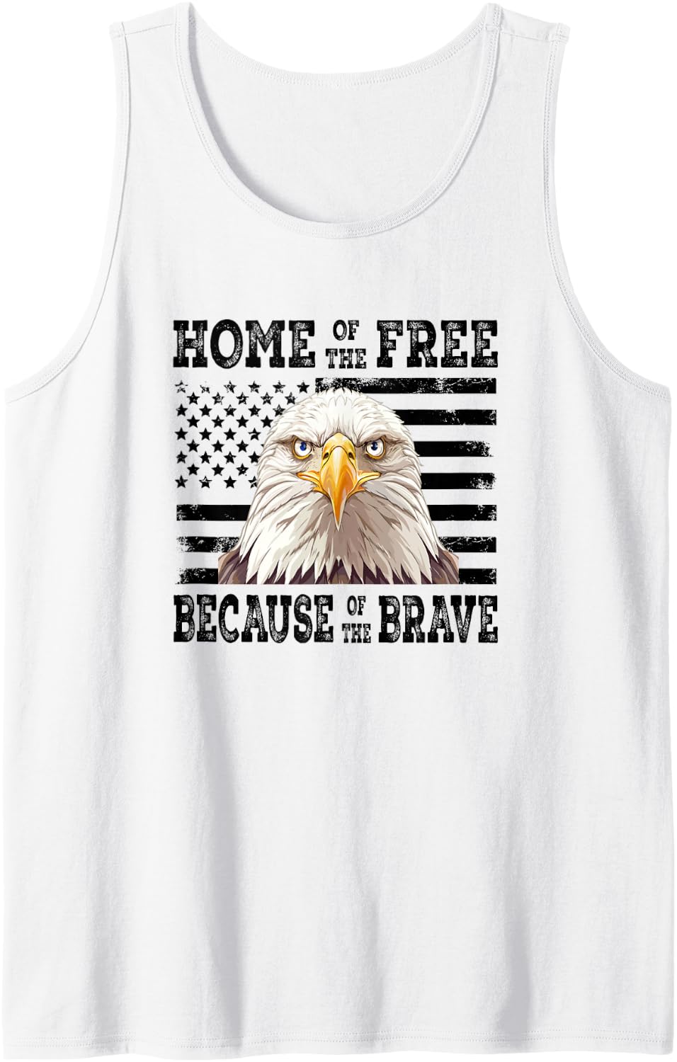 Proud Eagle Grunge Flag Patriotic Memorial Sleeveless Tank Top - White