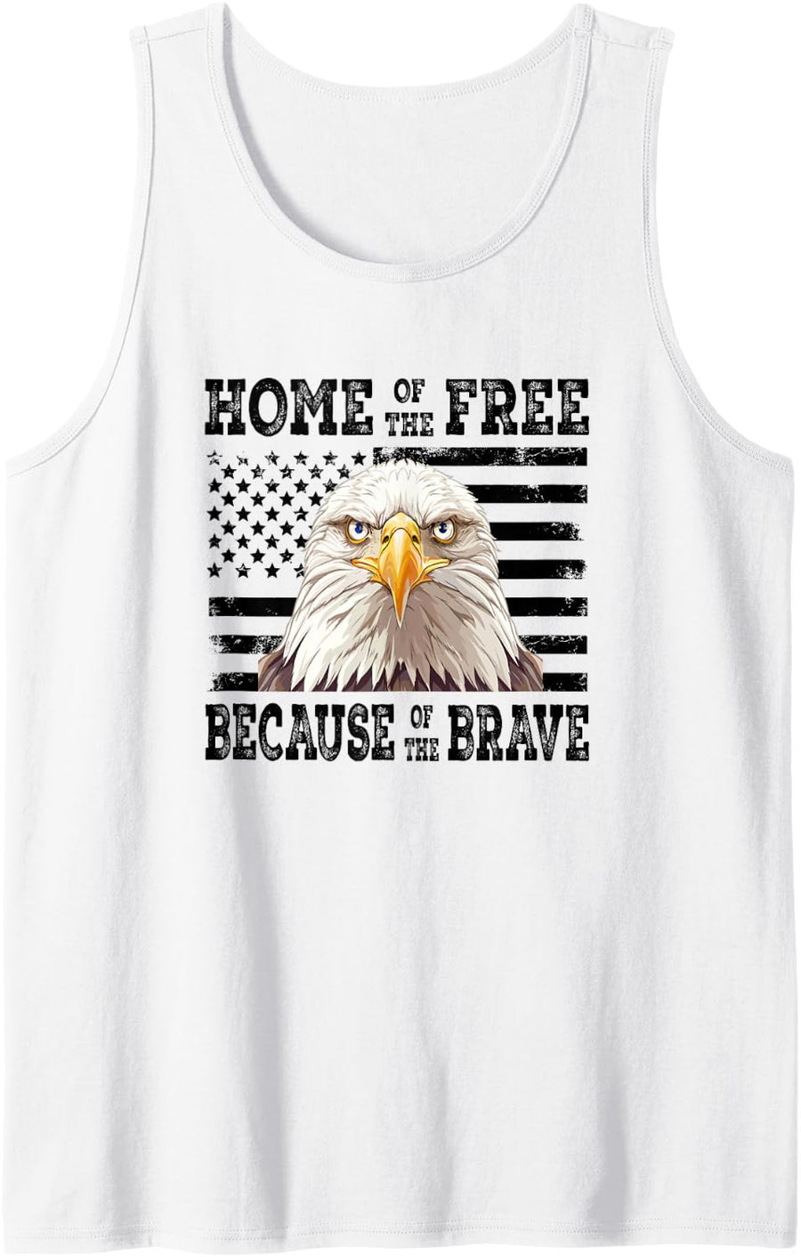 Proud Eagle Grunge Flag Patriotic Memorial Sleeveless Tank Top - White