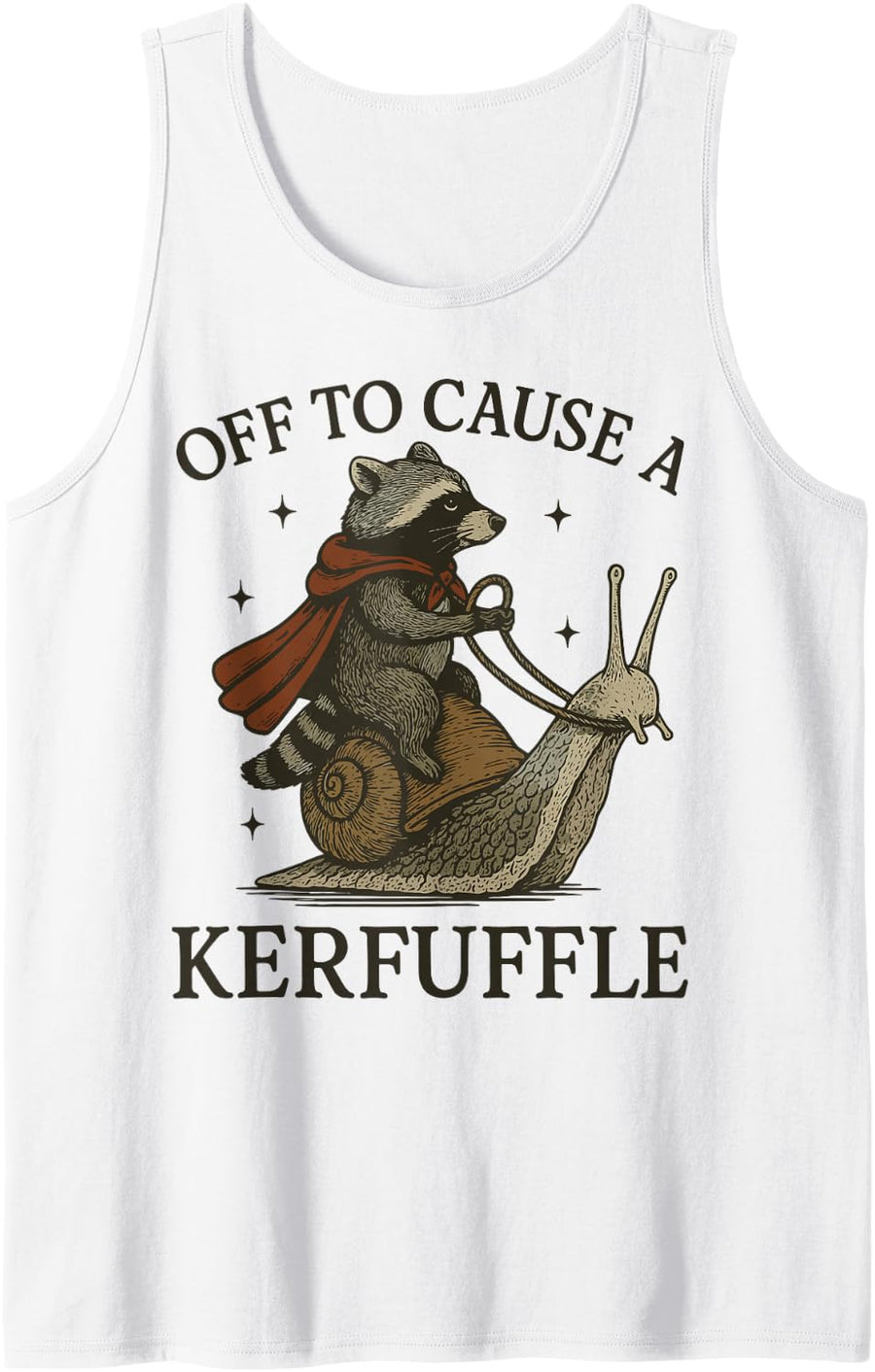 Off to Cause A Kerfuffle Raccoon Tank Top - White