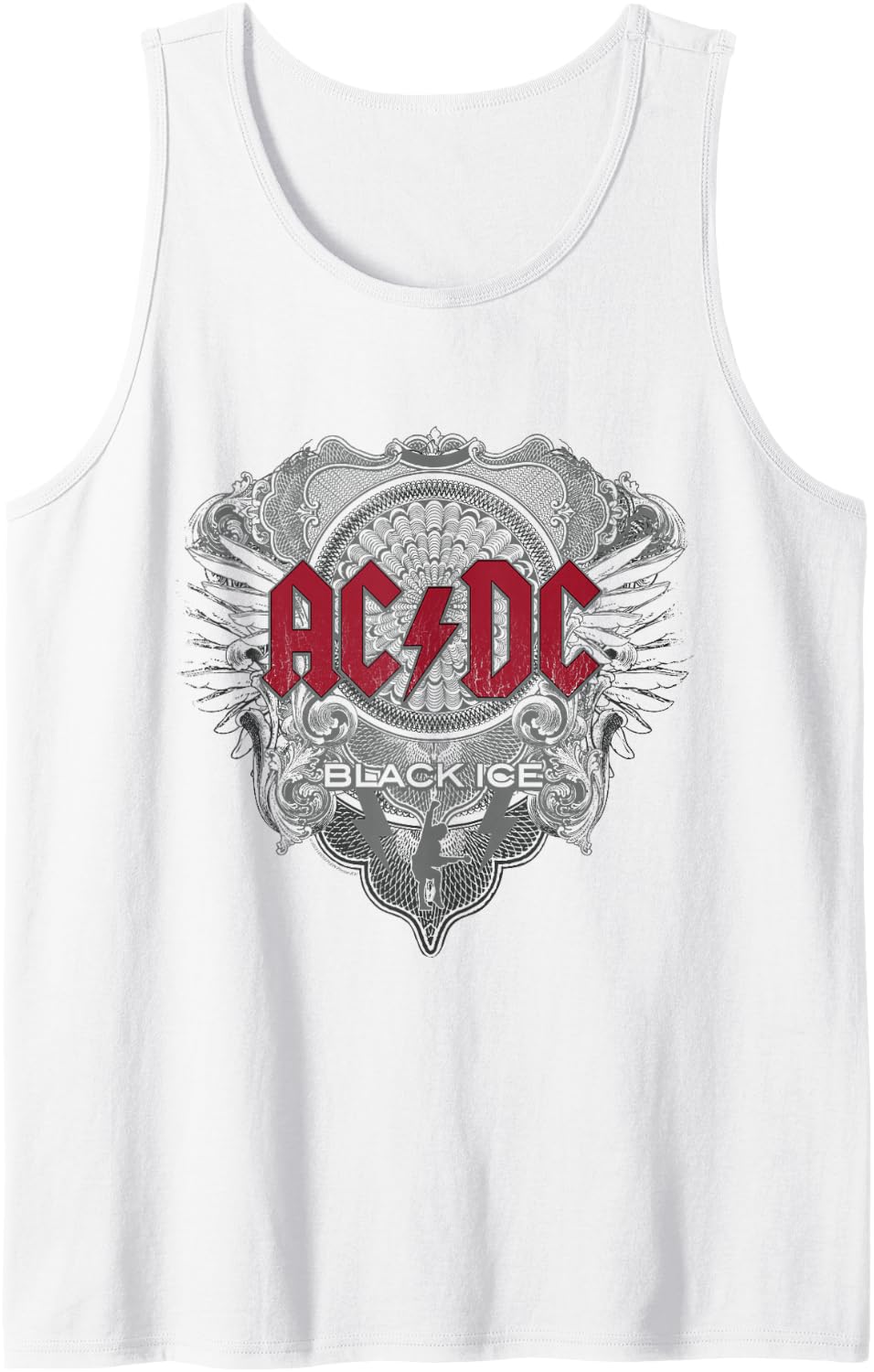 Official AC/DC Black Ice with Red Rock Band Music Logo Tank Top - White