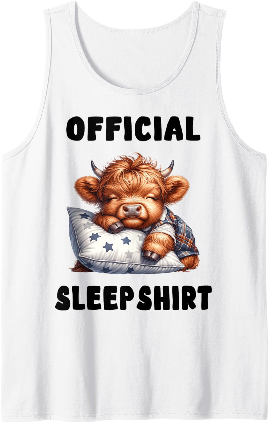 Highland_cow - Official Sleepshirt Pajamas Nightgown Tank Top - White