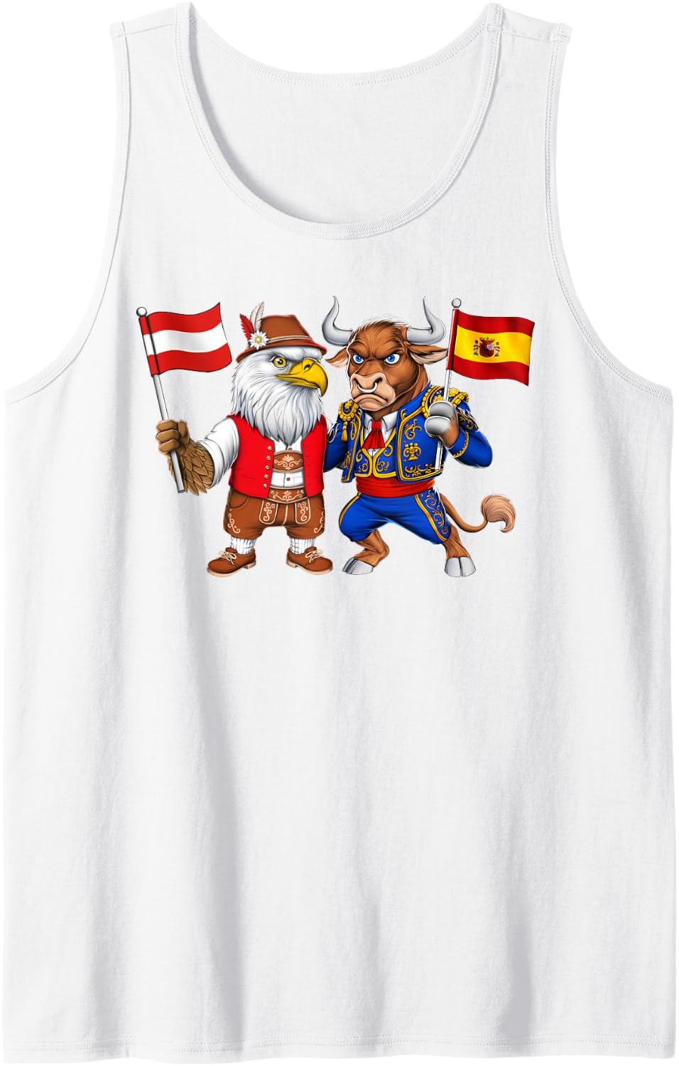 Spain Austria Flag Spanish Austrian Roots Spanish Heritage Sleeveless Tank Top - White