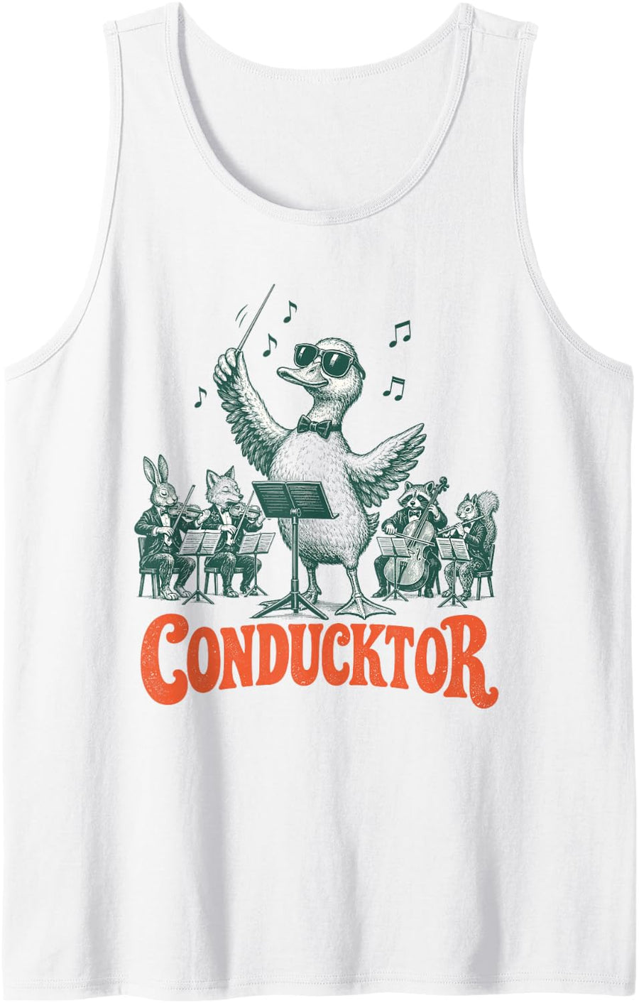 Conducktor Duck Conductor Music Teacher Funny Sleeveless Tank Top - White