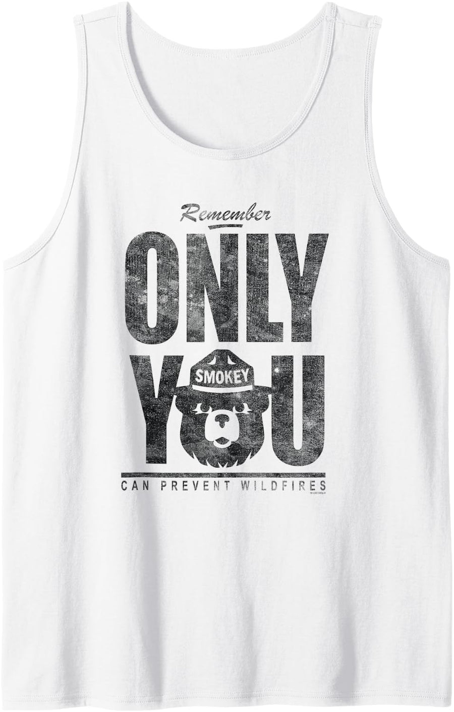 Smokey Bear Distressed Oversized Only You Tank Top - White