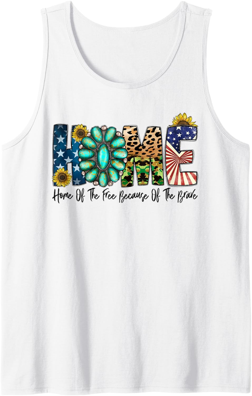 Home of The Free Because Brave Patriotic American Military Tank Top - White