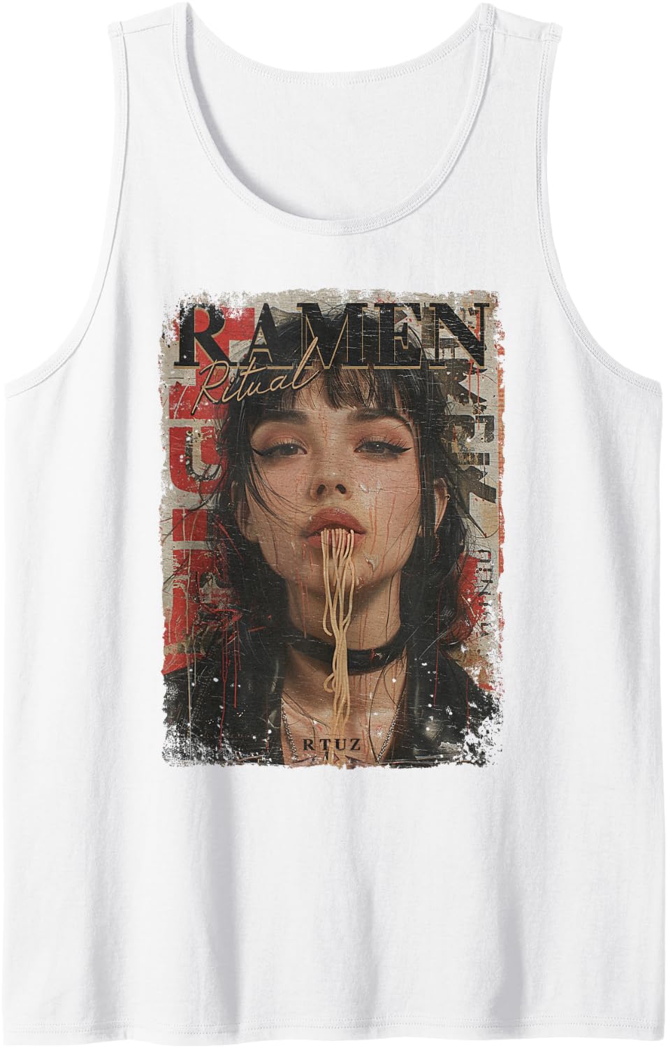 Ramen Noodles Kawaii Japan Retro Fashion Y2K Manga Anime Tank Top - White
