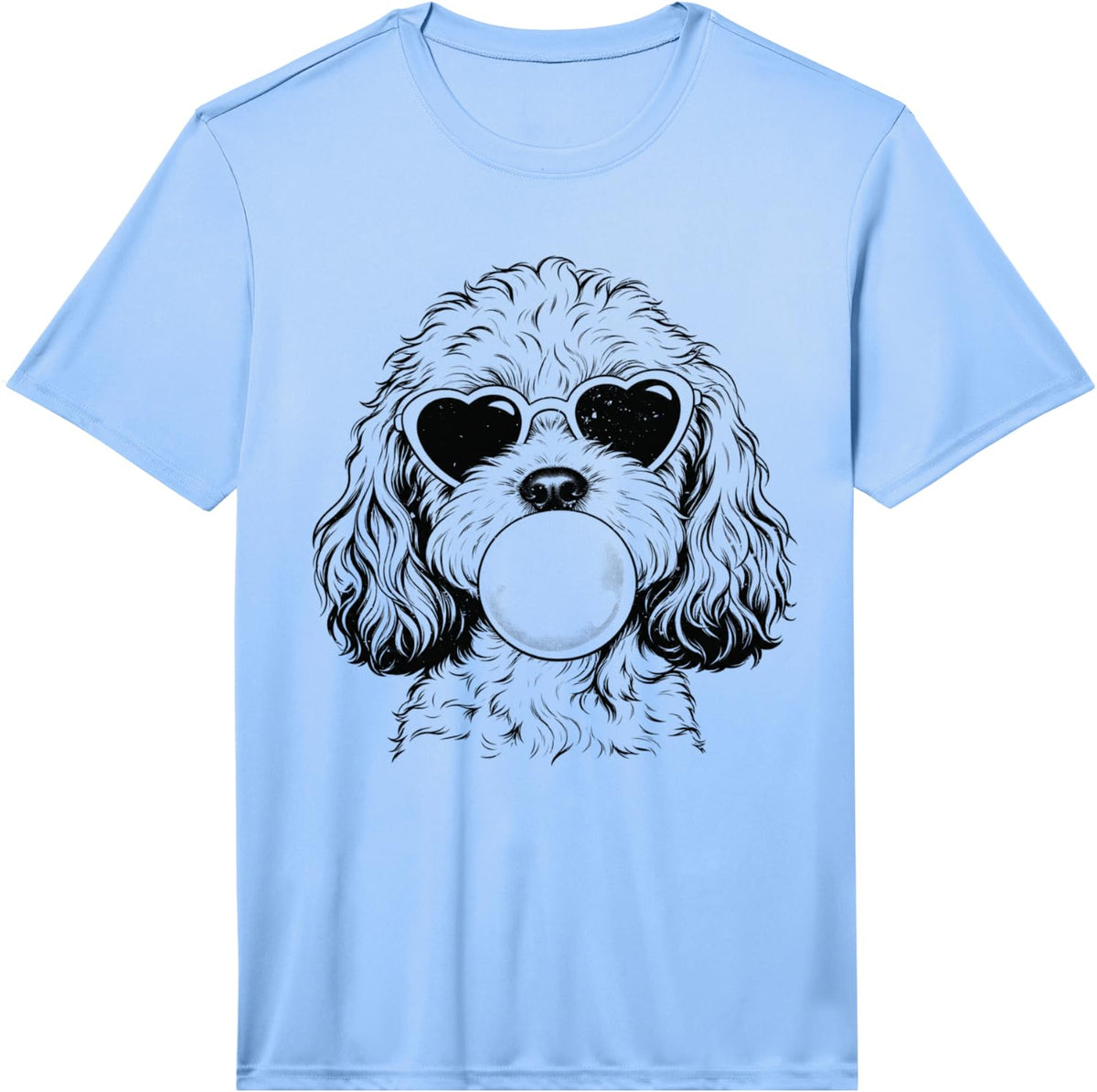 Cavapoo Dog Blowing Bubble Gum Heart Sunglasses Girls Women Performance T-Shirt - Light Blue