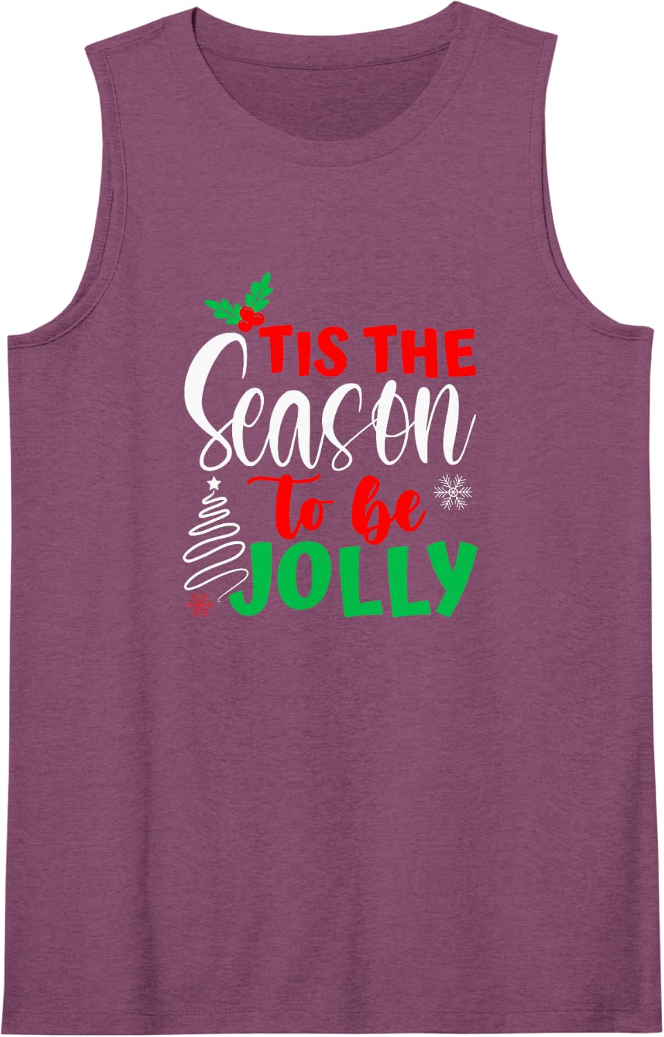 Tis The Season to Be Jolly Christmas Saying Sleeveless Tank Top - Purple