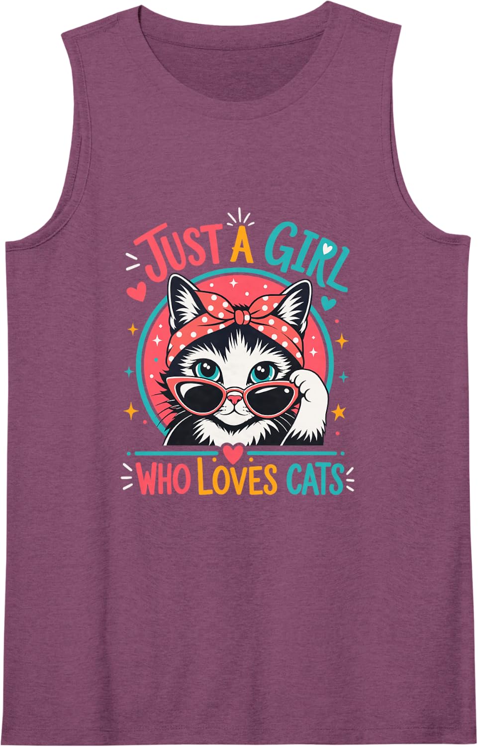 Women's Just A Girl Who Loves Cats Sleeveless Tank Top - Purple