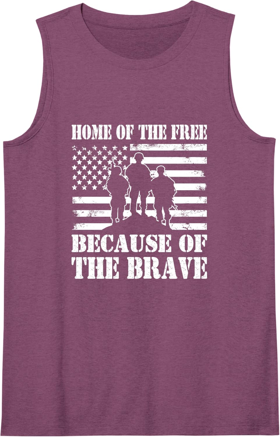 Patriotic Home of the Free Because Brave Sleeveless Tank Top - Purple