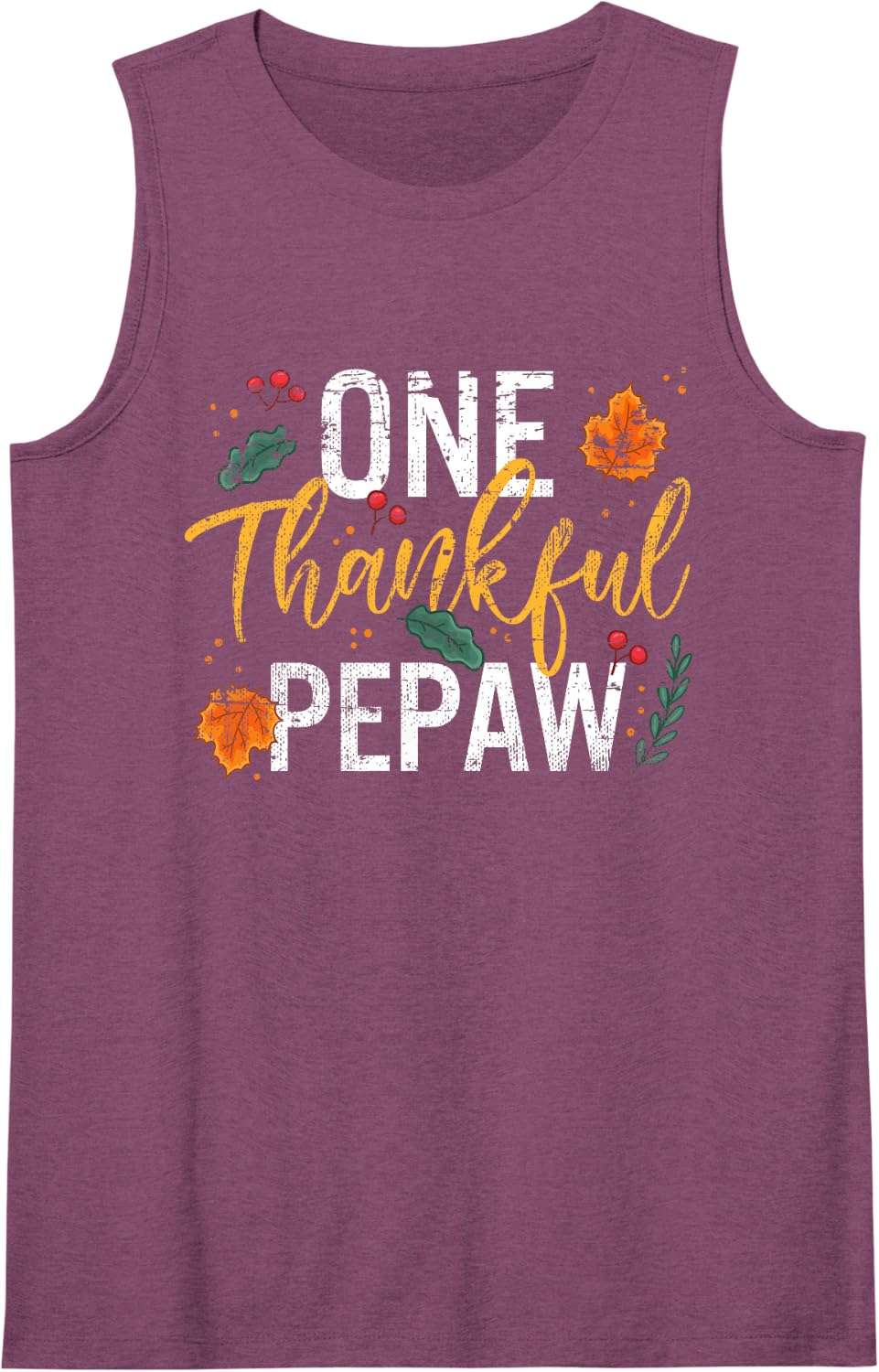 One Thankful Grandpa Pepaw Cute Fall Thanksgiving Gift Sleeveless Tank Top - Purple