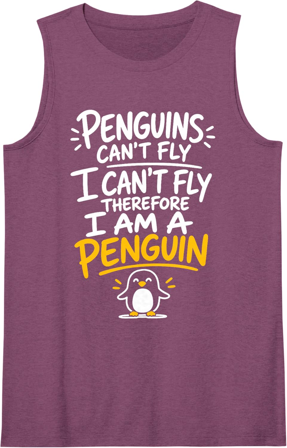 Funny Penguins I Am A Penguin Sleeveless Tank Top - Purple