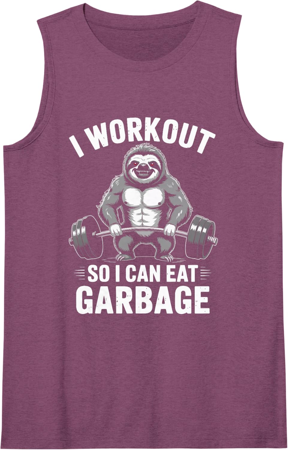 Sloth I Work Out So I Can Eat Funny Weight Training Sleeveless Tank Top - Purple