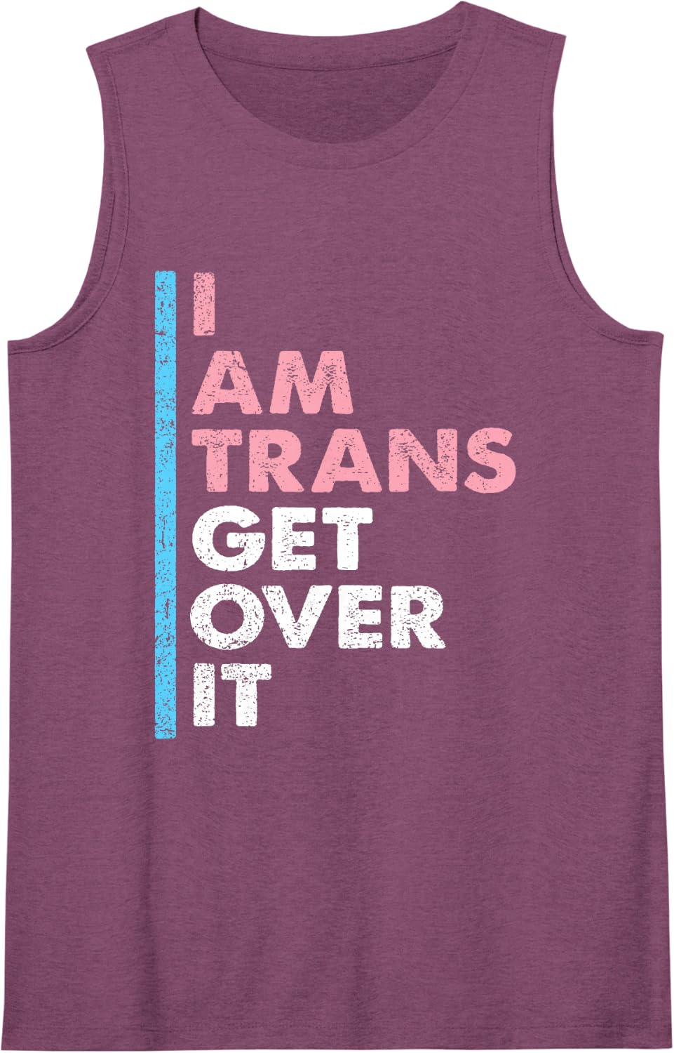 I Am Trans Get Over It Transgender Pride LGBT-Q Men Women Sleeveless Tank Top - Purple