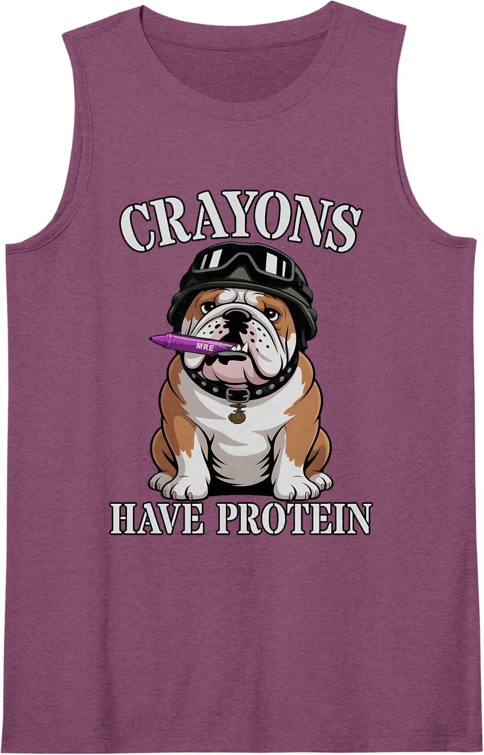 Sarcastic Crayons Have Protein Military Boot Camp Dog Sleeveless Tank Top - Purple