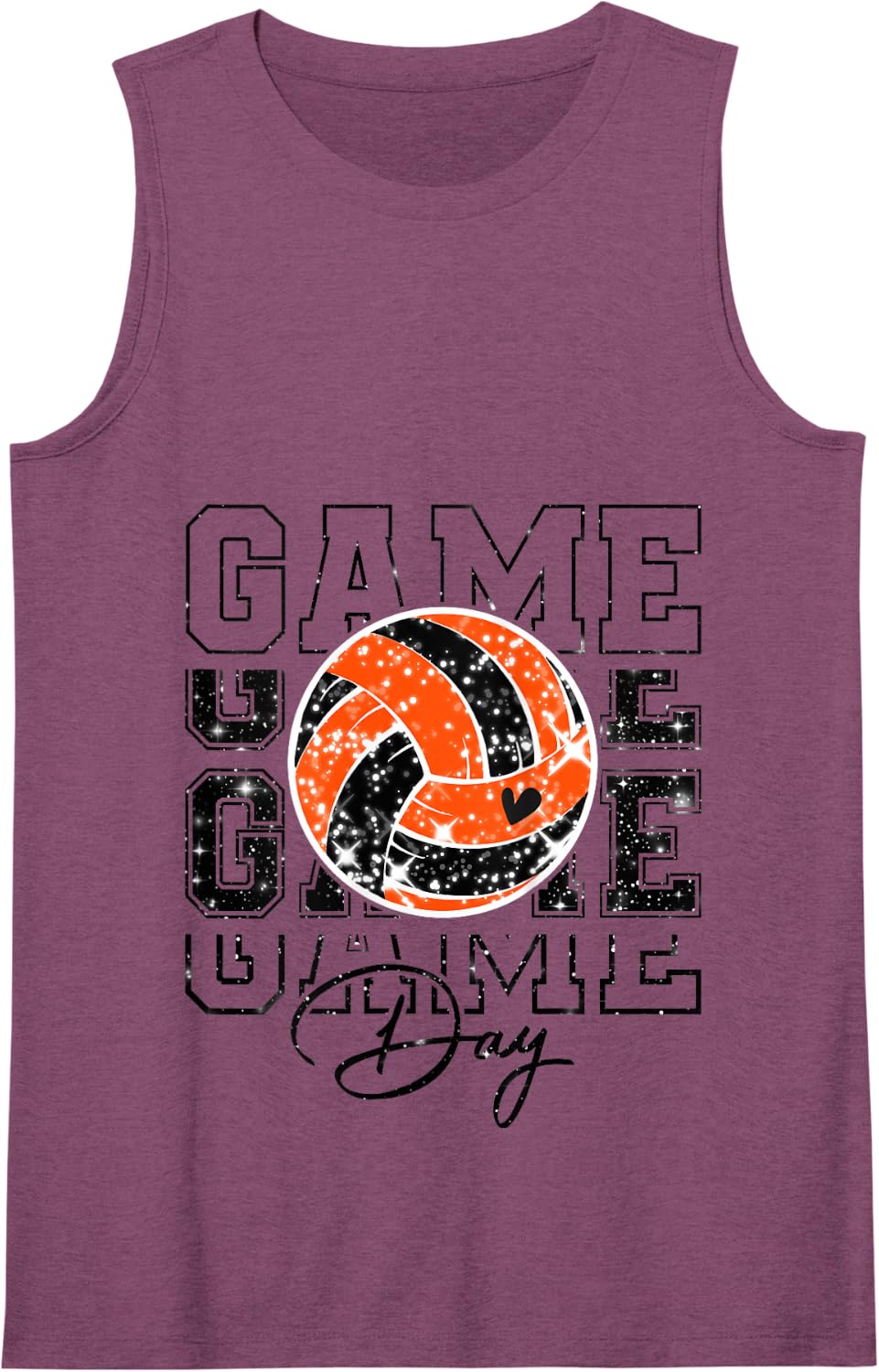 Volleyball Game Day Girls Volleyball Mom Orange & Black Tank Top - Purple